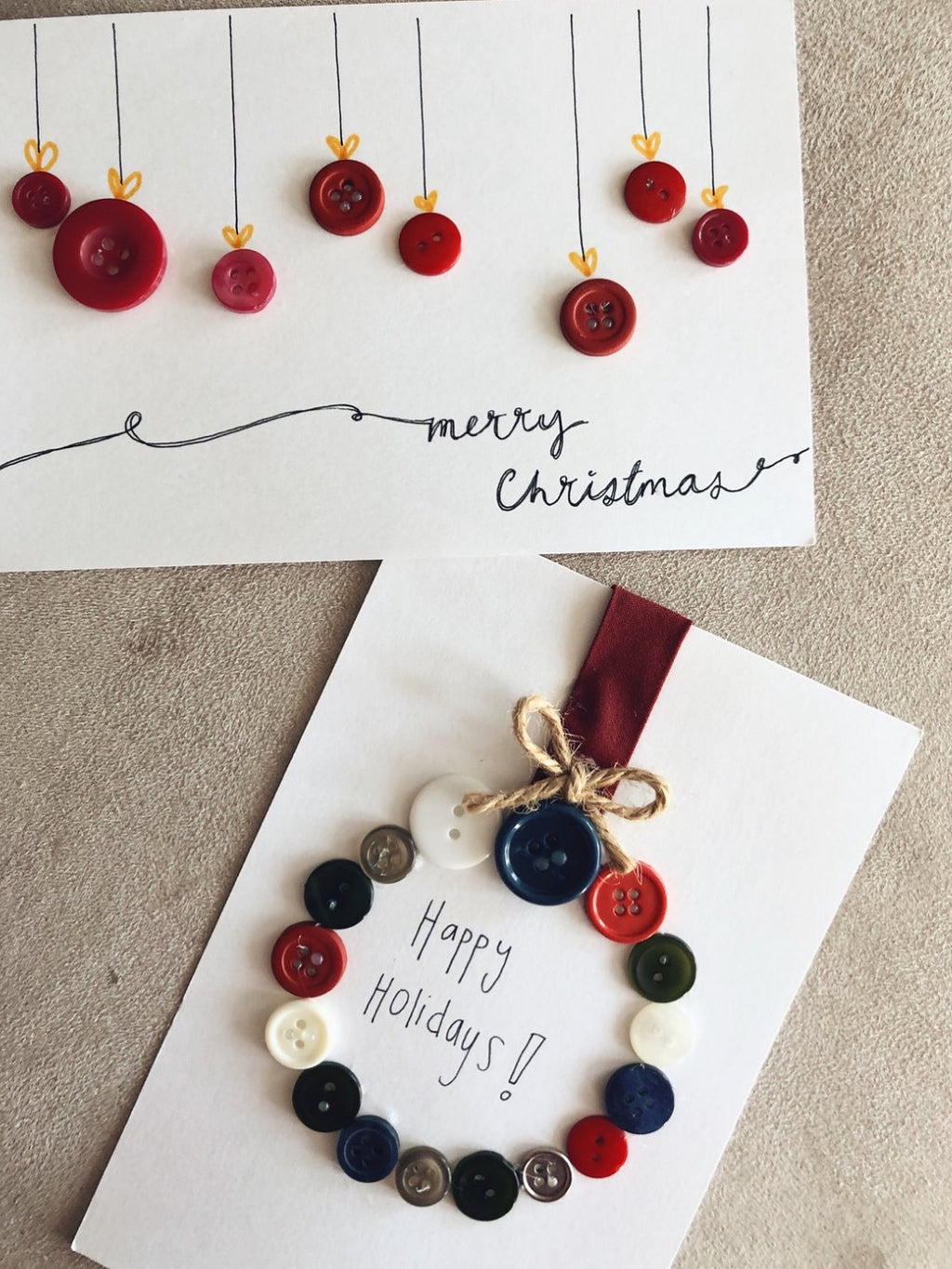 Holiday Card - "Button and Illustration Christmas Cards"