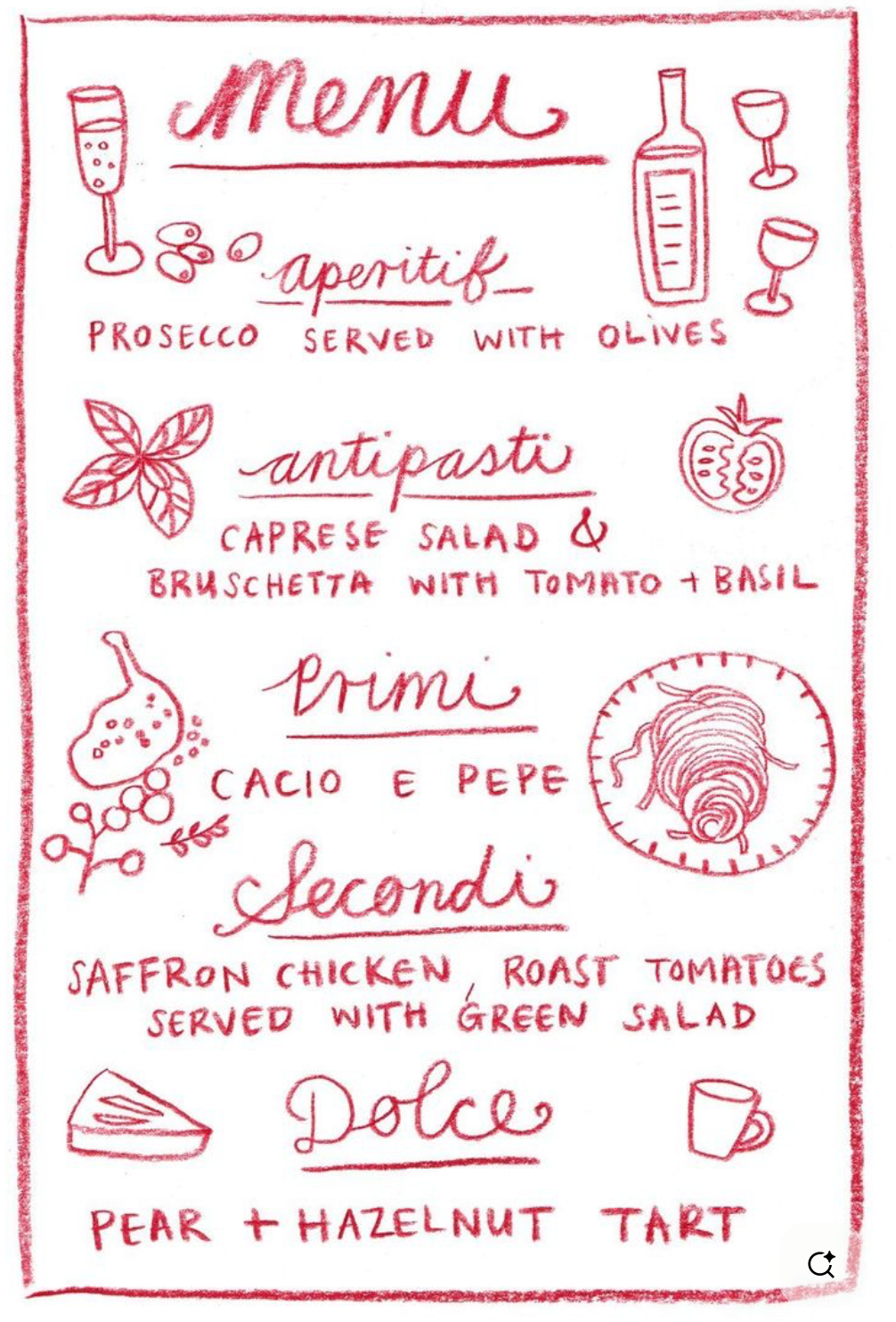 Food Menu - bundle of 6